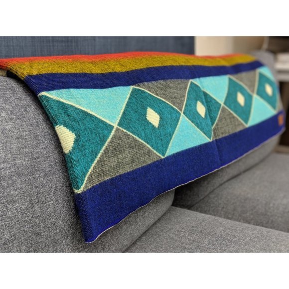 Alpaca Queen Size Blanket, Imperial Blue Geometrical Throw, Native Design Campin - Picture 5 of 10
